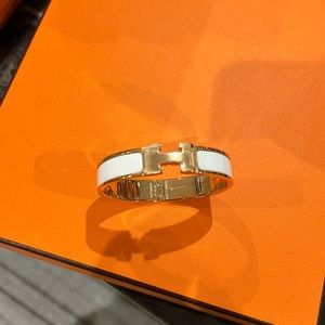 Brand new hermes clic H bracelet PM white blanc rose gold hardware